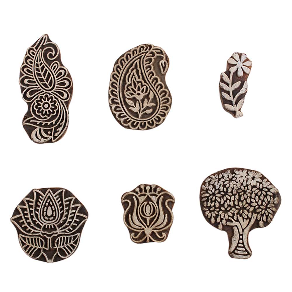 Set of 6 Piece New Mix Wooden Printing Block