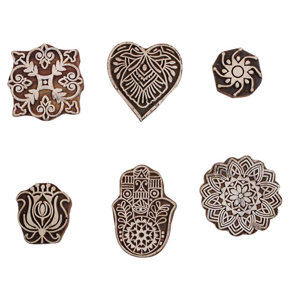 Set of 6 Piece New Mix Wooden Printing Block