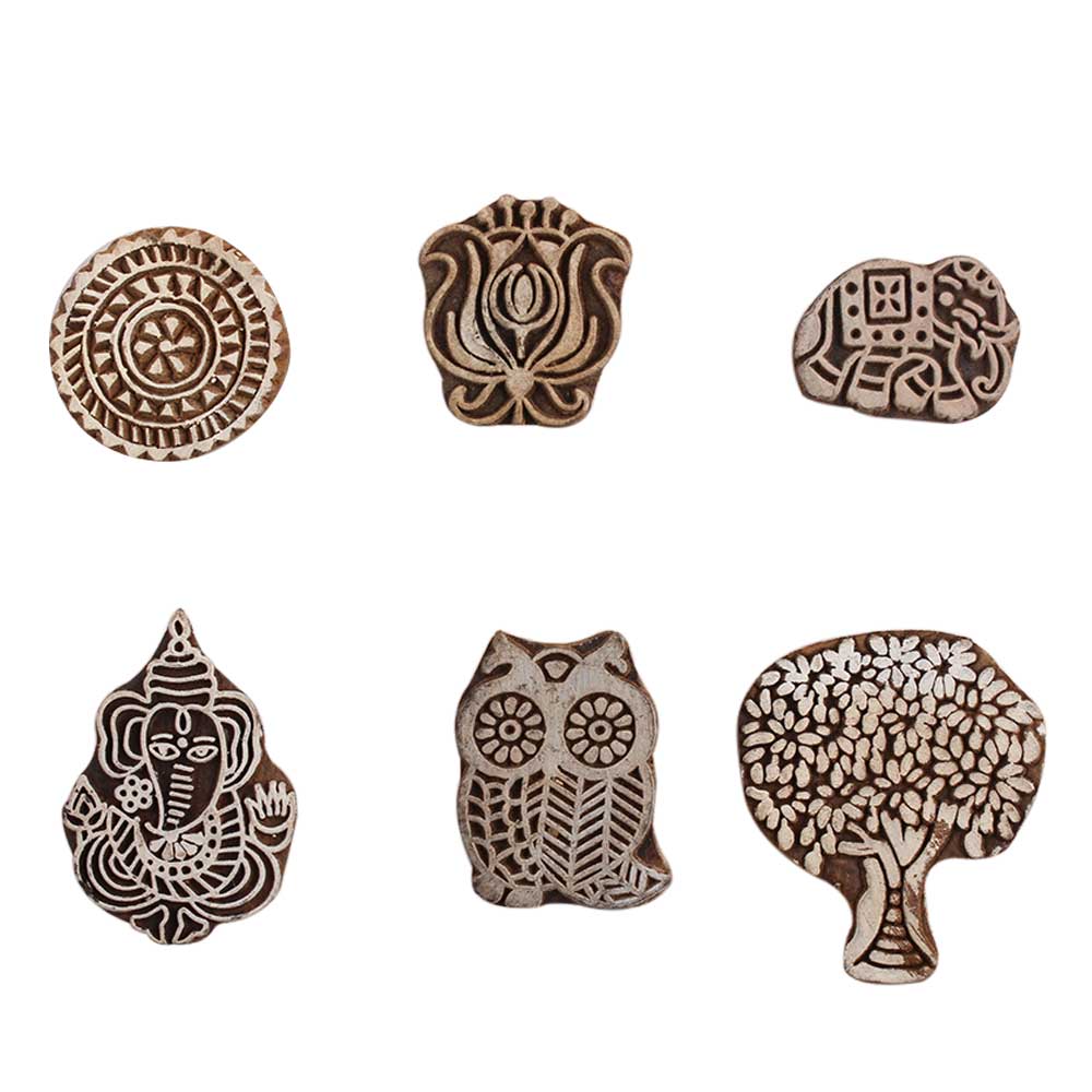 Set of 6 Piece New Mix Wooden Printing Block