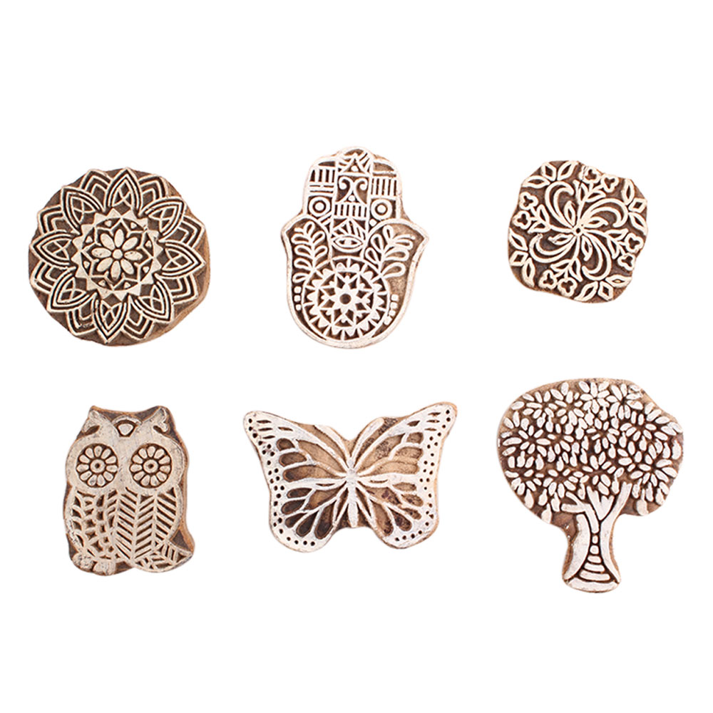 Set of 6 Piece New Mix Wooden Printing Block