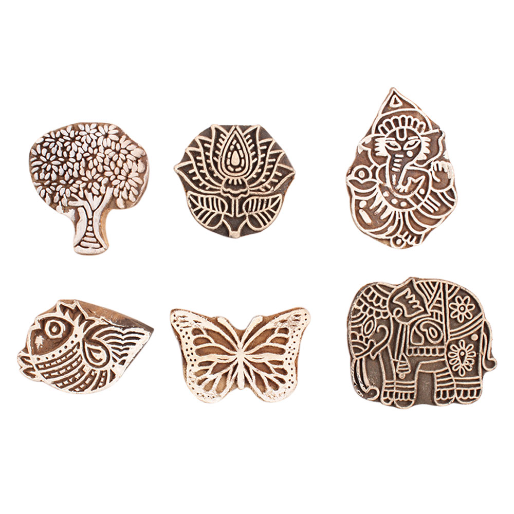 Set of 6 Piece New Mix Wooden Printing Block