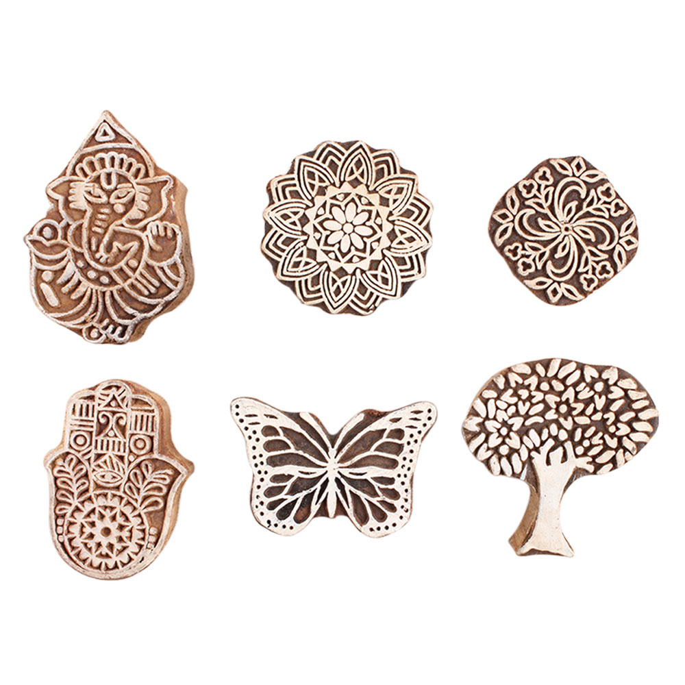 Set of 6 Piece New Mix Wooden Printing Block