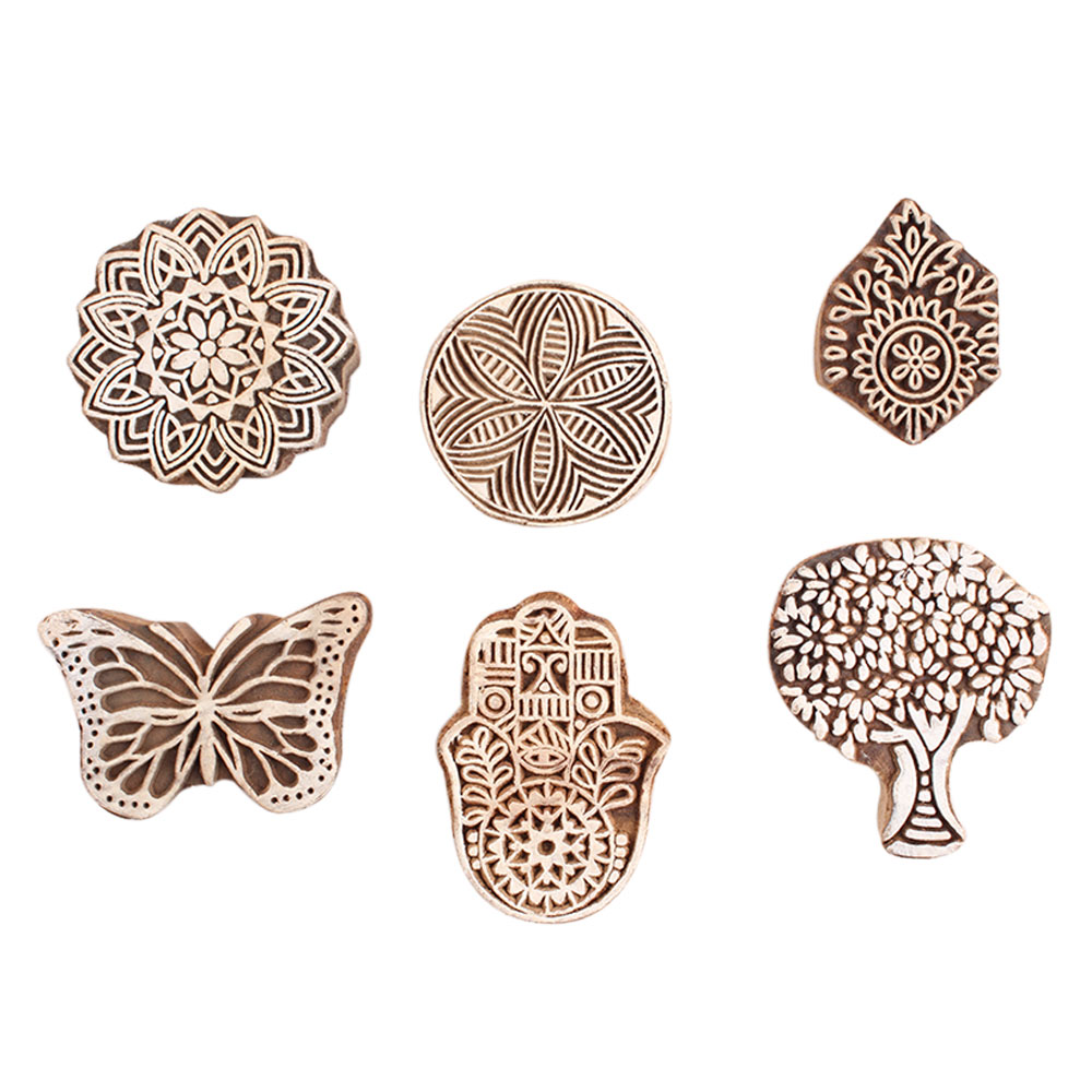 Set of 6 Piece New Mix Wooden Printing Block