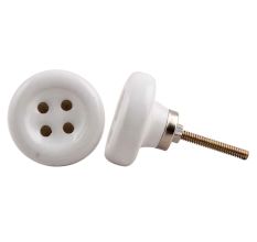 White Ceramic Button Knob