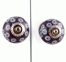 Purple Ceramic Floral Dresser Knob