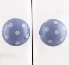 Slate Blue White Polka Potted Knob