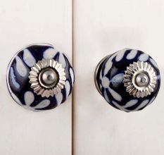 Navy Blue Etched Ceramic Knob-08