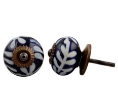 Navy Blue Etched Ceramic Knob-08