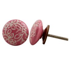 Pink Etched Flat Knob