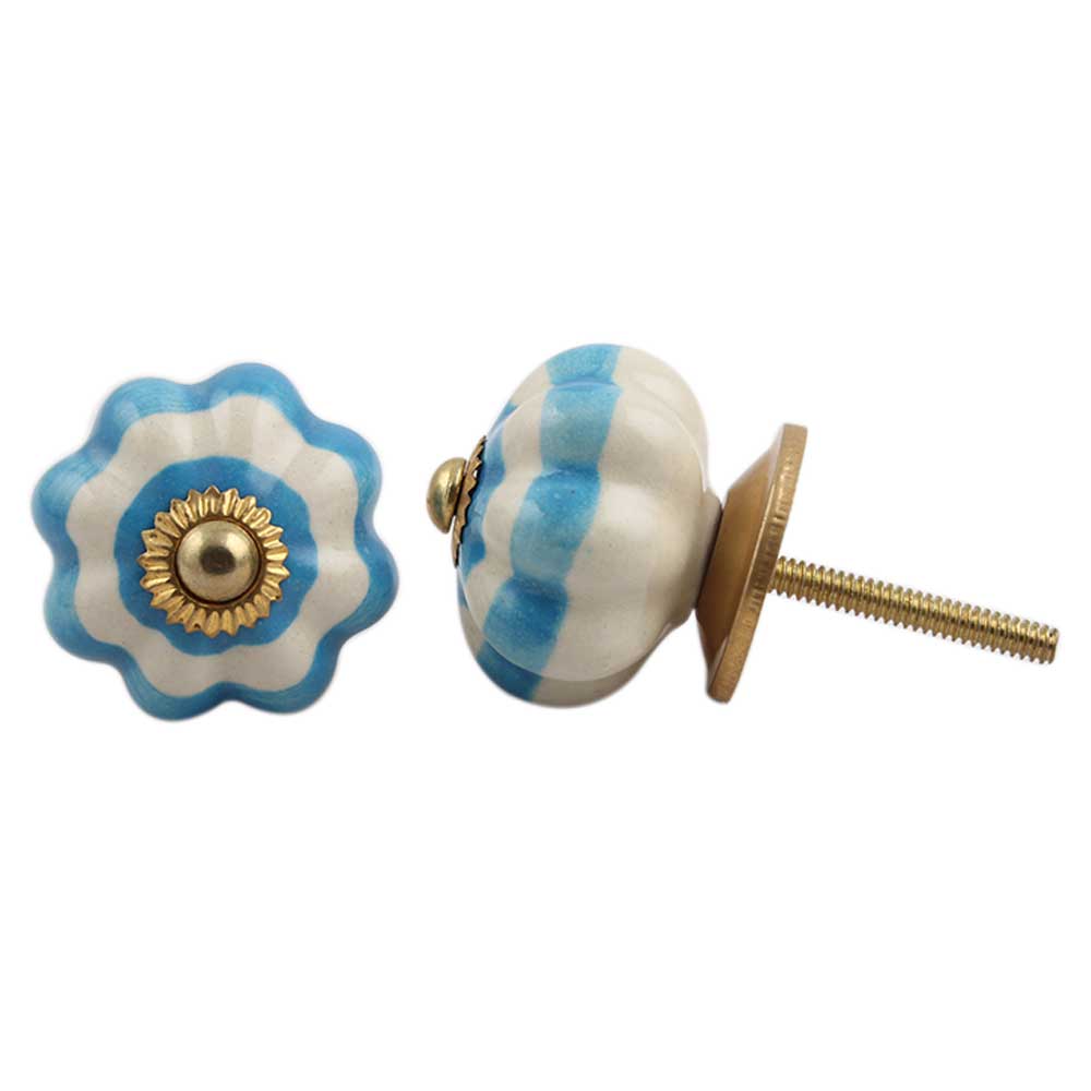 Cream Turquoise Medium Knob