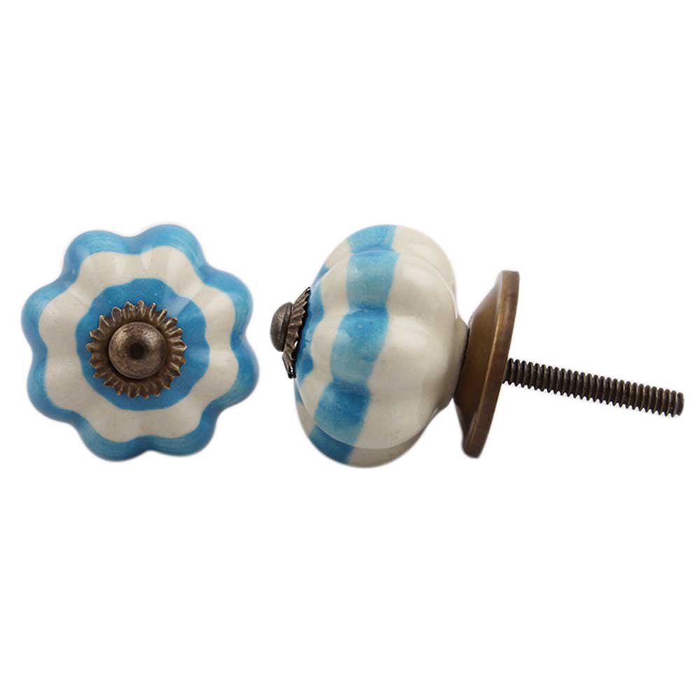 Cream Turquoise Medium Knob