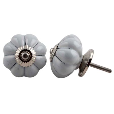 Light Grey Ceramic Melon Drawer Knob