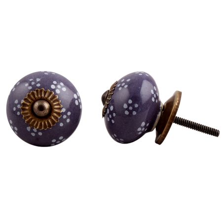 Purple Tiny Flower Ceramic Knob