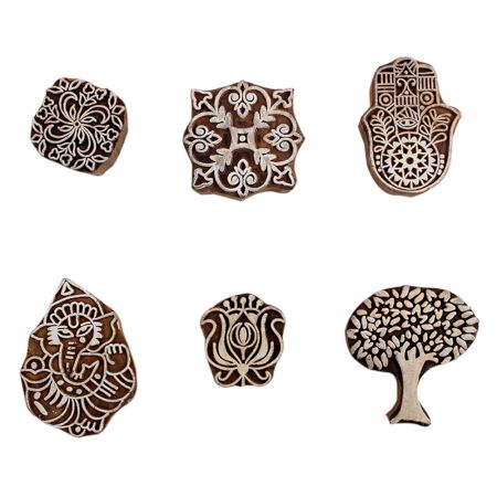 Set of 6 Piece New Mix Wooden Printing Block