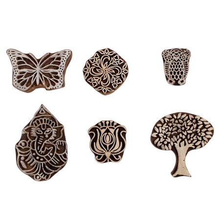 Set of 6 Piece New Mix Wooden Printing Block