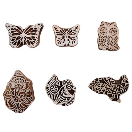 Set of 6 Piece New Mix Wooden Printing Block