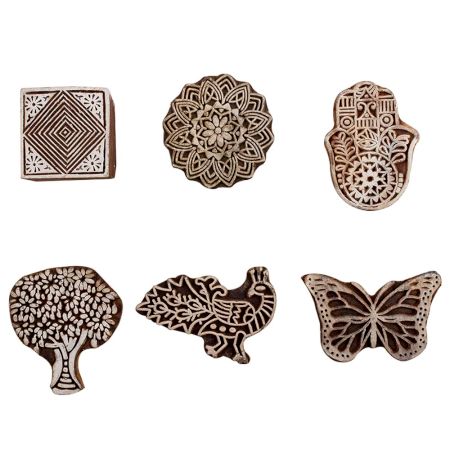 Set of 6 Piece New Mix Wooden Printing Block