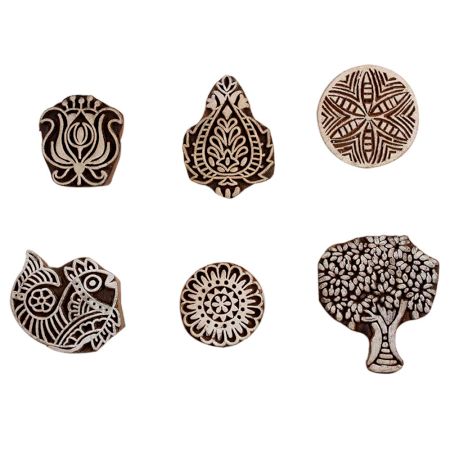 Set of 6 Piece New Mix Wooden Printing Block