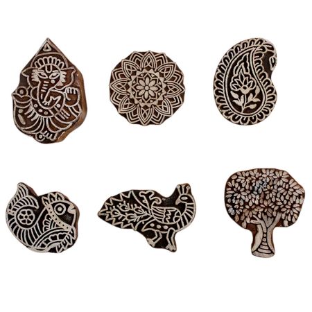Set of 6 Piece New Mix Wooden Printing Block