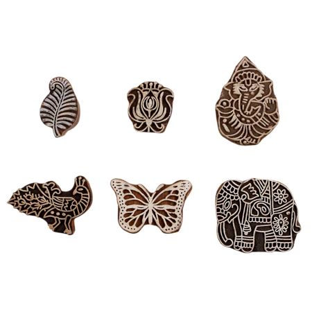 Set of 6 Piece New Mix Wooden Printing Block