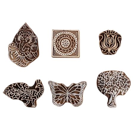 Set of 6 Piece New Mix Wooden Printing Block