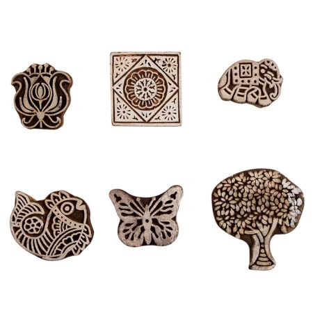 Set of 6 Piece New Mix Wooden Printing Block