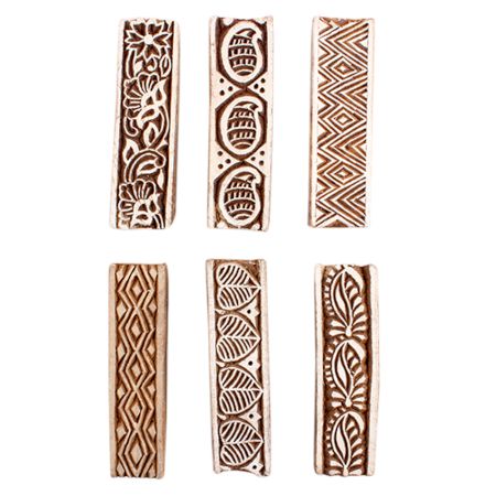 Set of 6 Piece New Mix Wooden Printing Block