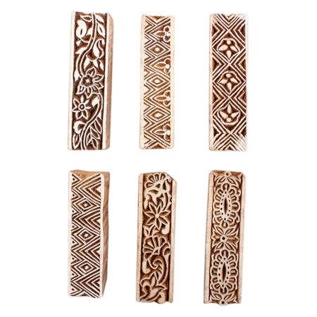 Set of 6 Piece New Mix Wooden Printing Block