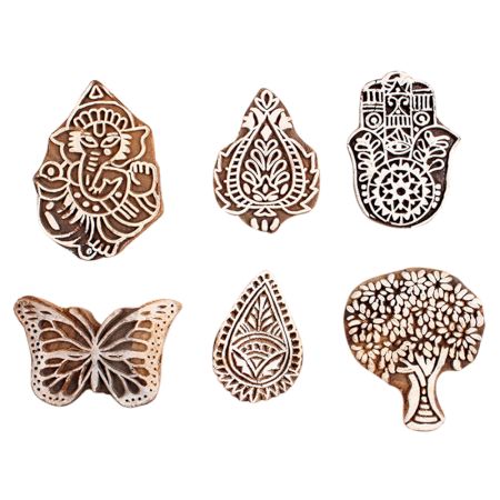 Set of 6 Piece New Mix Wooden Printing Block