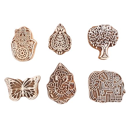 Set of 6 Piece New Mix Wooden Printing Block