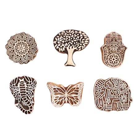 Set of 6 Piece New Mix Wooden Printing Block