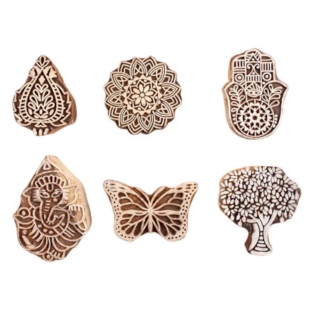 Set of 6 Piece New Mix Wooden Printing Block