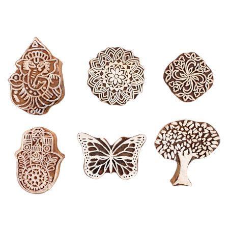 Set of 6 Piece New Mix Wooden Printing Block