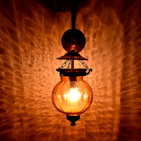 Orange Pumpkin Shaped Glass Lamp