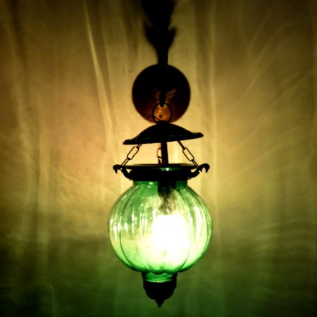 Green Melon Shaped Glass Lamp 