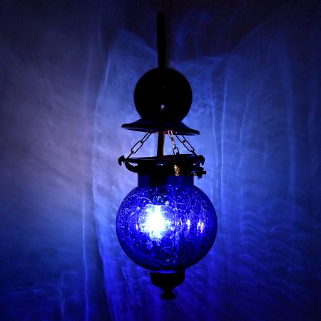 Cobalt Blue Melon Shaped Glass Hanging