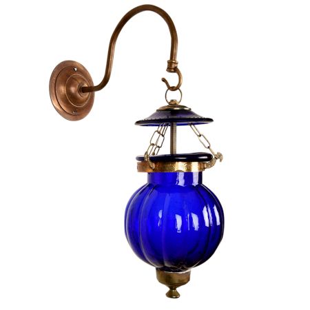 Cobalt Blue Melon Shaped Glass Hanging