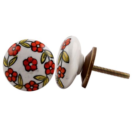 Orange Floral Pattern Knob
