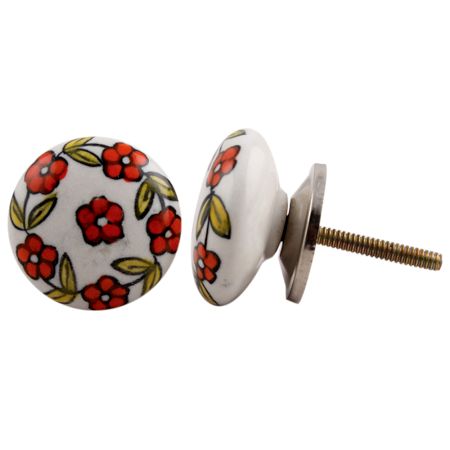 Orange Floral Pattern Knob