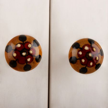 Big Red Floral Ceramic Bulb Drawer Knob
