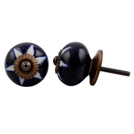 Navy Blue Etched Ceramic Knob-06