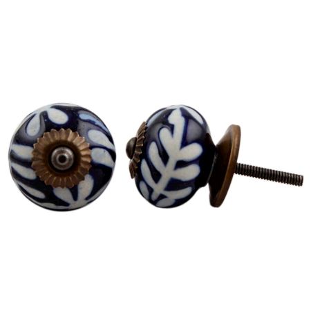 Navy Blue Etched Ceramic Knob-08