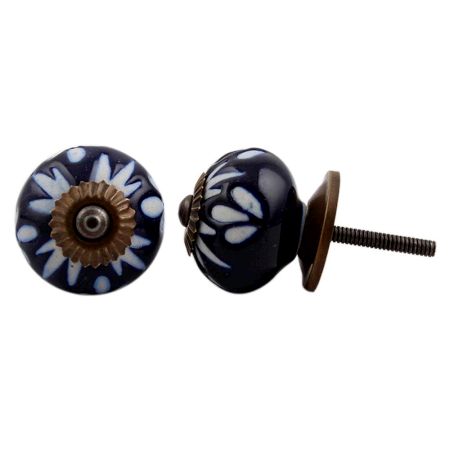 Navy Blue Etched Ceramic Knob-09