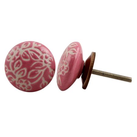 Pink Etched Flat Knob
