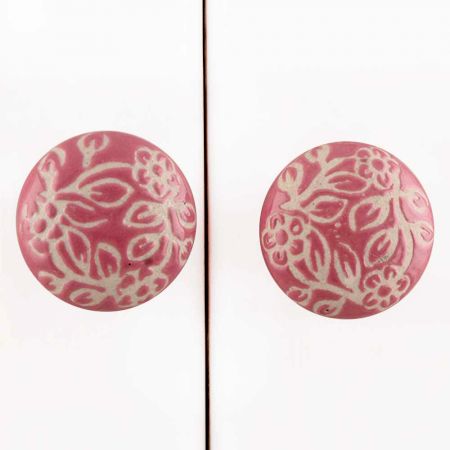 Pink Etched Flat Knob