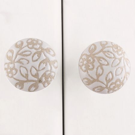 White Etched Flat Knob