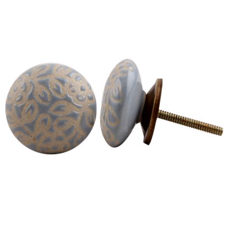 Grey Etched Flat Knob