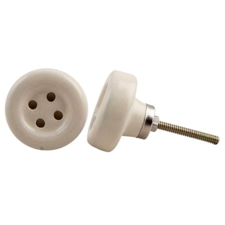 Cream Ceramic Button Knob