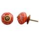 Orange Floral Ceramic Knob