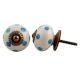 Cream Blue Polka Ceramic Handmade Knob